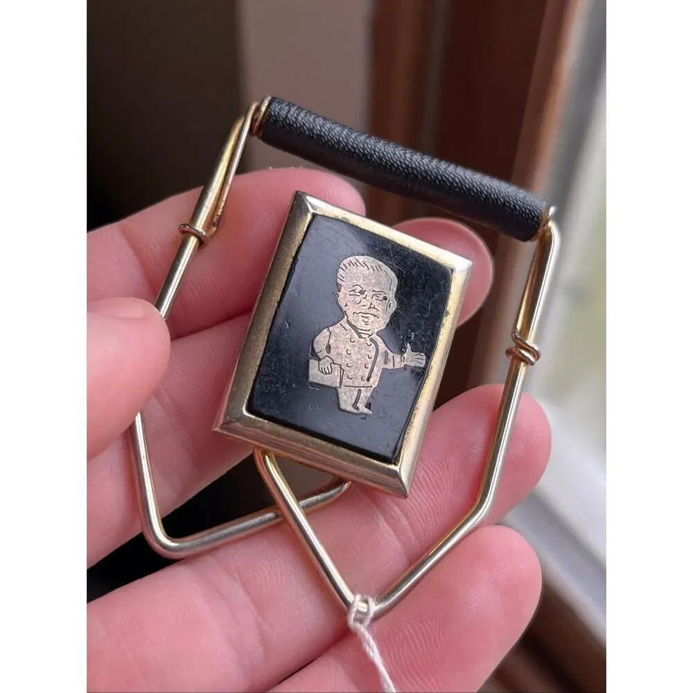 VTG MCM Money Clip Figural Inlay 1950s Mens Accessory Fathers Day